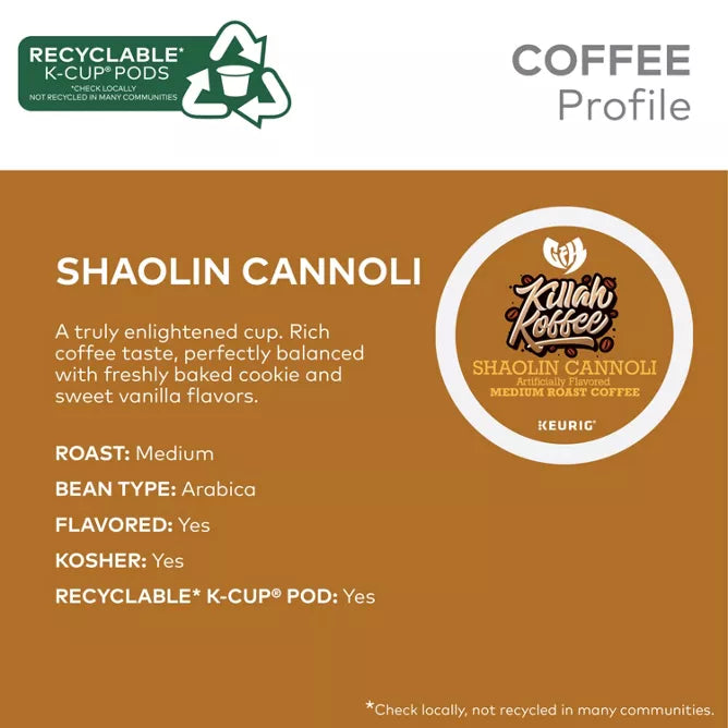 Shaolin Cannoli Keurig K cup Pod 10 ct