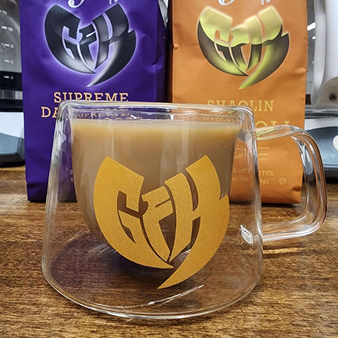 Double Espresso GFK Glass Coffee 6oz Mug Set of 4