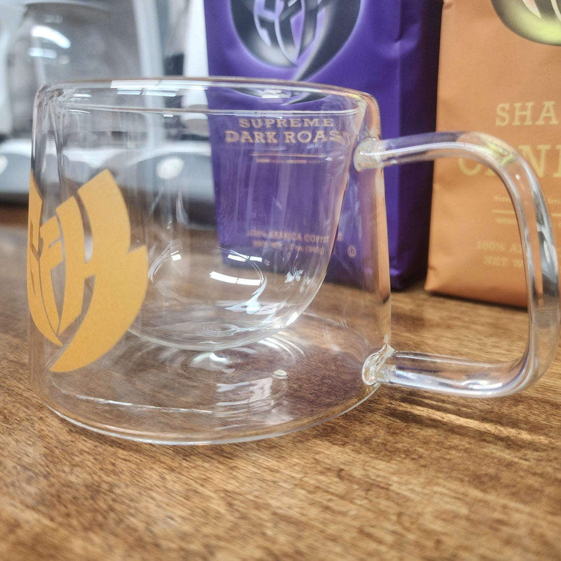 Double Espresso GFK Glass Coffee 6oz Mug Set of 4