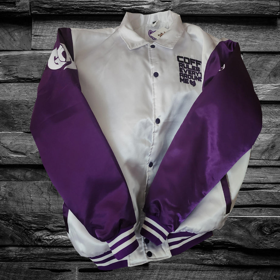 Killah Koffee Purple & White Varsity Jacket